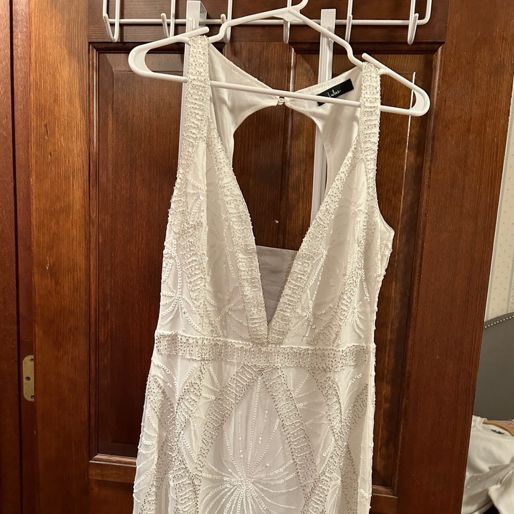 White beaded bachelorette dress